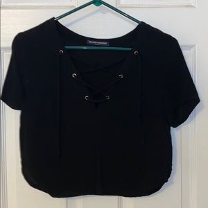 Brandy Melville Cross-Tied Black Crop Top